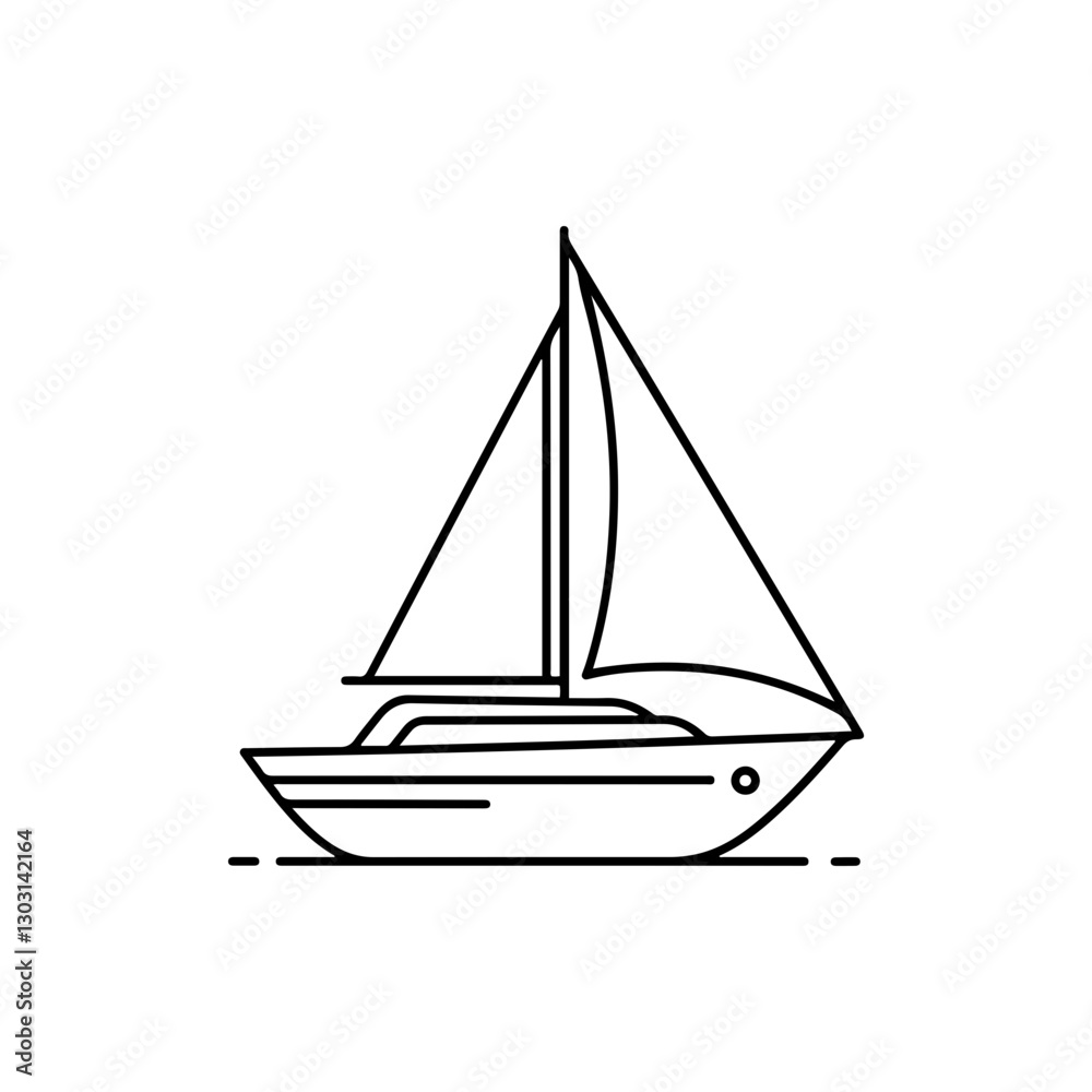 Yacht Icon – Minimal Thin Line Design Representing Luxury Boats, Sailing, and Marine Lifestyle Yacht Icon – Minimal Thin Line Design Representing Luxury Boats, Sailing, and Marine Lifestyle