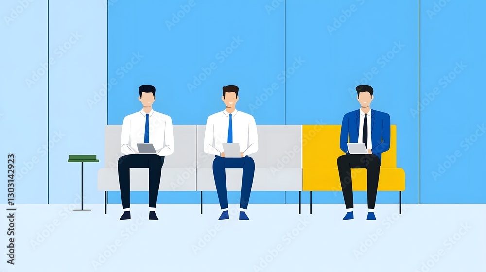 Fototapeta premium Motivated Office Workers in a Strategic Discussion, Productivity Concept, Flat Design