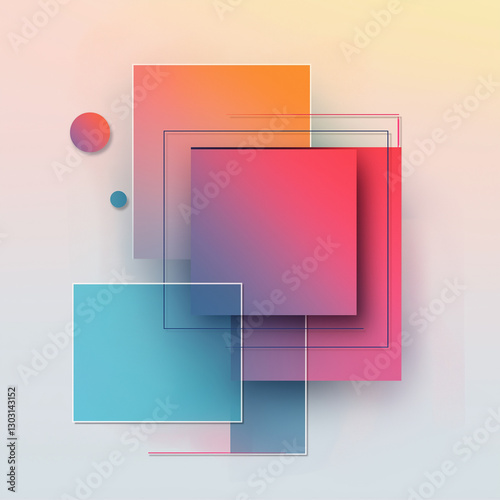 Social Media Post Template - Modern and clean template with geometric shapes, ample white space, customizable text overlays, vibrant gradient backgrounds, minimalistic style, Social Media Post Templat