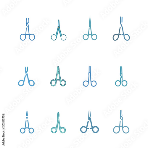 Collection of Surgical Instruments Shades of Blue