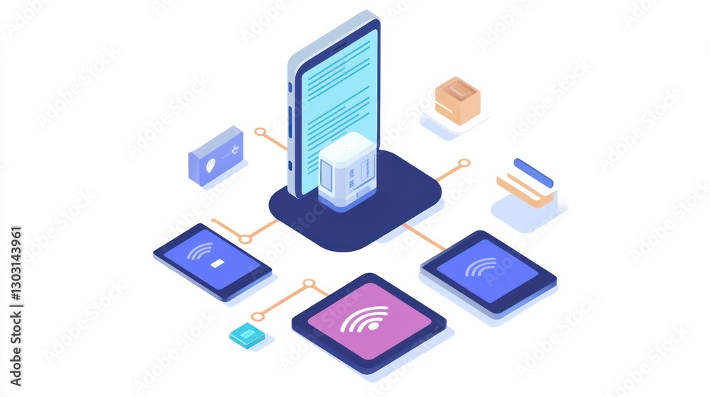An overview of a data center that delivers network data to various devices