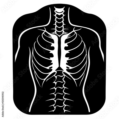  X-Ray scan with a visible fracture silhouette vector illustration 