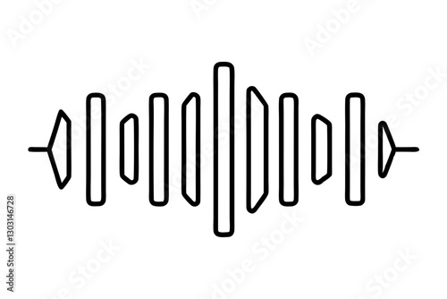 Minimalist Sound Wave Line Art – Audio Waveform Vector Icon