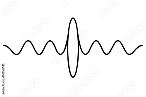 Minimalist Sound Wave Line Art – Audio Waveform Vector Icon