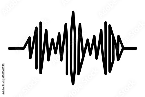 Minimalist Sound Wave Line Art – Audio Waveform Vector Icon