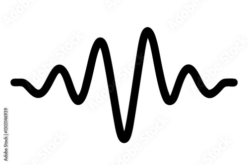 Minimalist Sound Wave Line Art – Audio Waveform Vector Icon