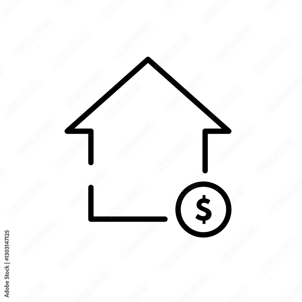 house with dollar coin, property value, home sale - vector icon house with dollar coin, property value, home sale - vector icon