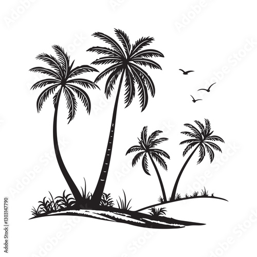 vector illustration of a tropical island