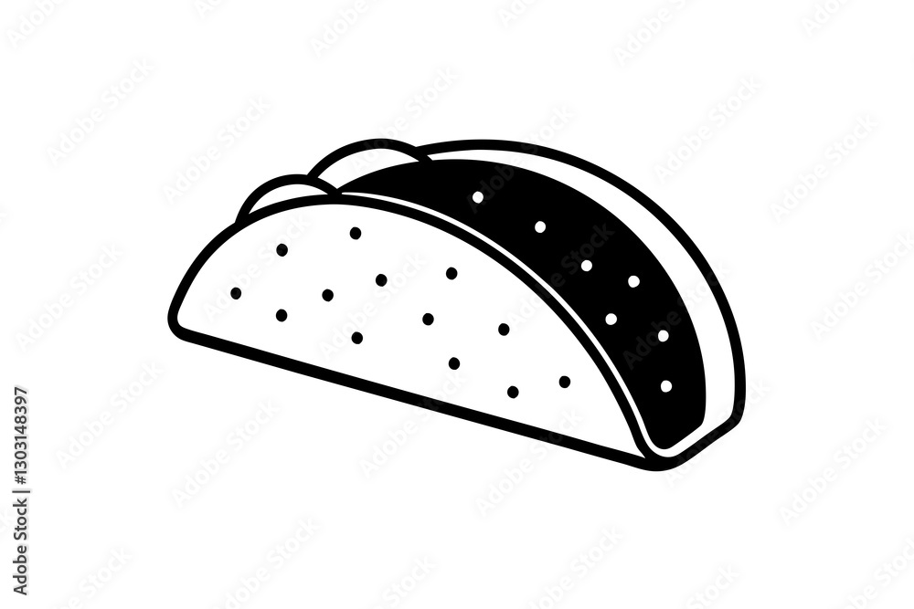 Minimalist Line Art of a Taco with Tortilla Shell – Mexican Food Illustration Minimalist Line Art of a Taco with Tortilla Shell – Mexican Food Illustration