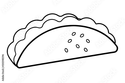 Minimalist Line Art of a Taco with Tortilla Shell – Mexican Food Illustration