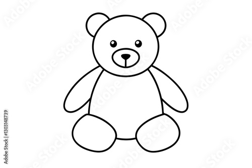 Teddy Bear Plush Toy Line Art Icon for Apps and Websites

