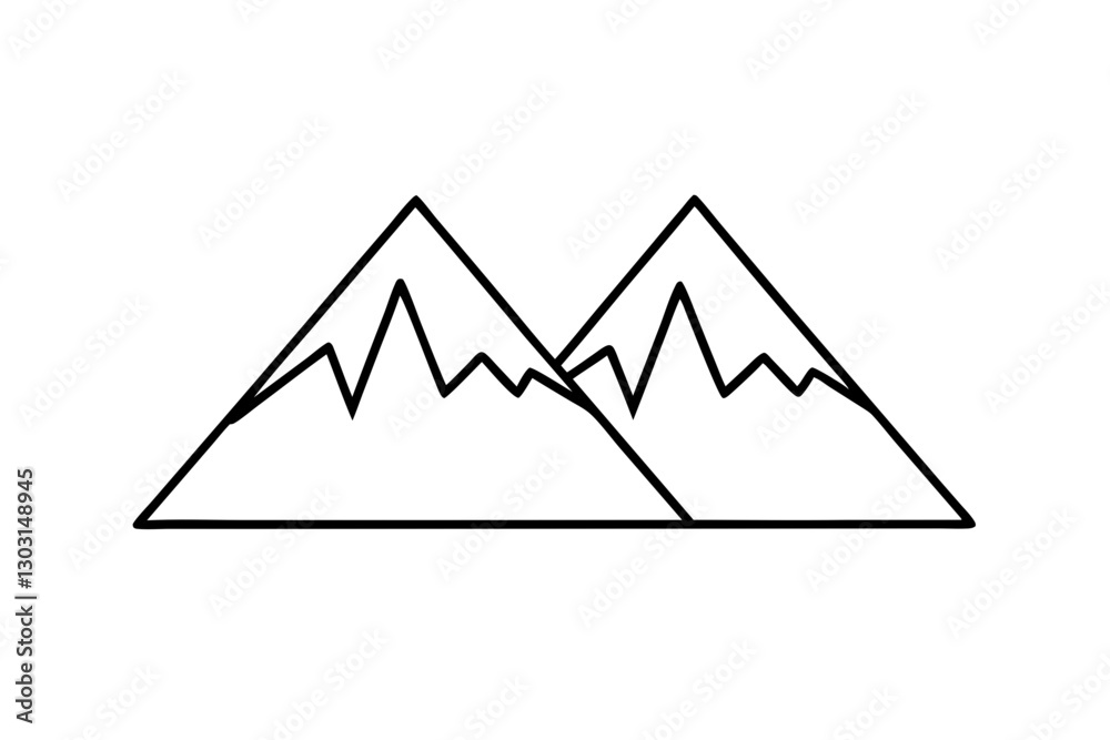 Two Mountain Peaks with Snow Flat Vector Icon


