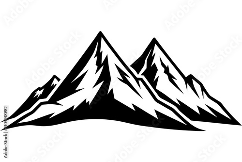 Two Mountain Peaks with Snow Flat Vector Icon

