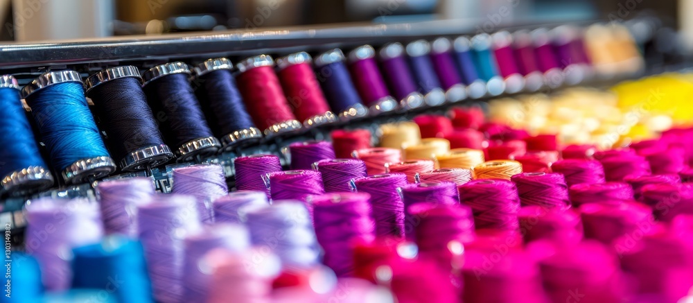 Efficient Embroidery Machine with Neatly Organized Thread Spools Efficient Embroidery Machine with Neatly Organized Thread Spools
