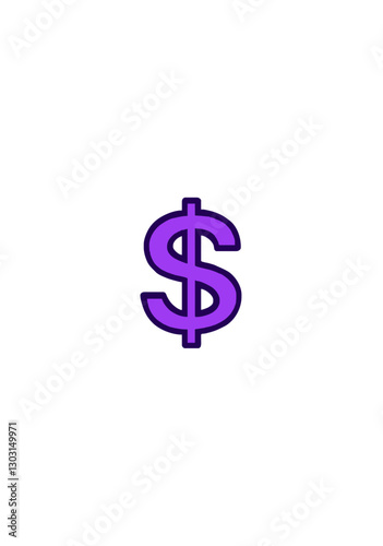 Flat Vector Dollar Sign Icon in Purple with a Bold and Minimalist Design for Finance, Banking, and Business Concepts