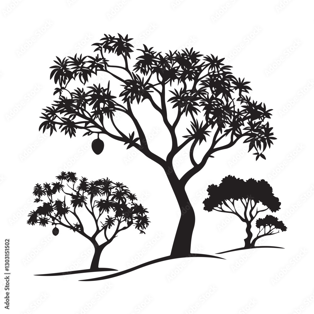 set of trees silhouettes set of trees silhouettes