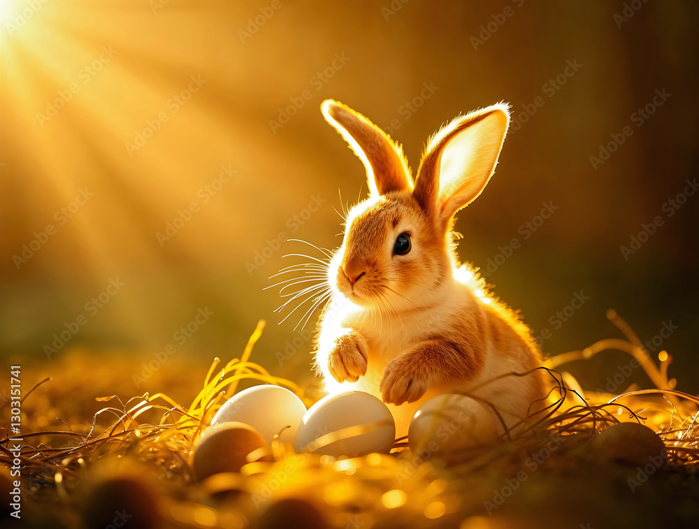 Happy easter, traditional background, decorated eggs, bunny, culture and religion, seasonal template