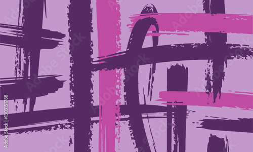 Modern vector style artwork featuring a background of rough, thick brushstrokes in blue and pink, creating a textured and dynamic design, easily editable.