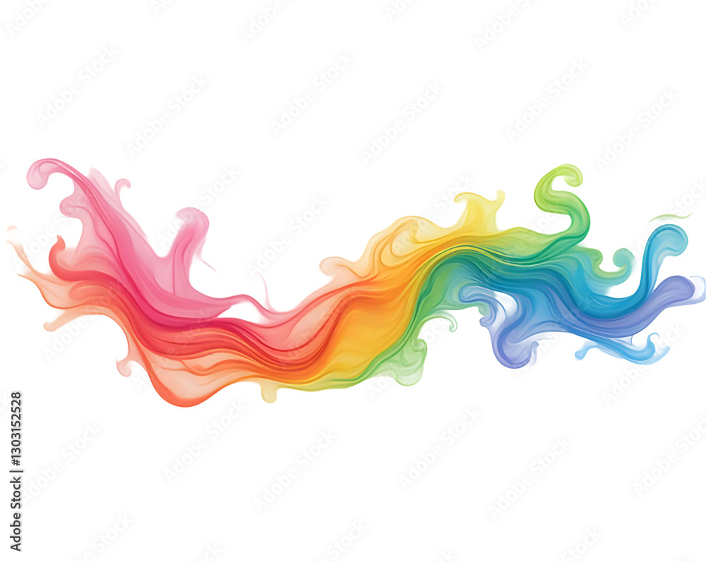 Fototapeta premium Abstract Rainbow Smoke on White Background – Colorful Flow Art