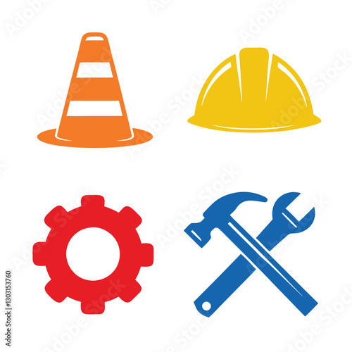 Industrial Engineering Maintenance and Construction Logo Design set.