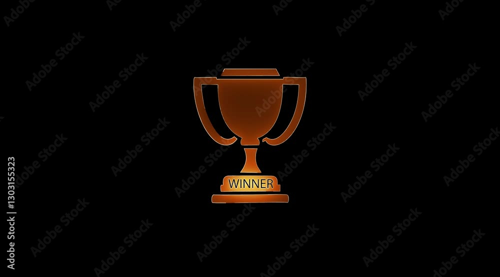 Glowing Winner Trophy Icon Animation on Black Background Glowing Winner Trophy Icon Animation on Black Background
