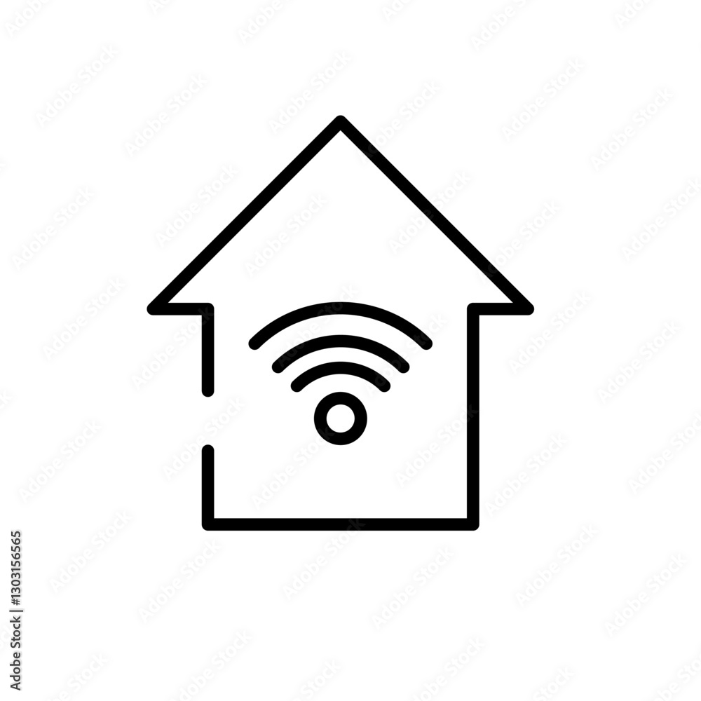 wireless internet, house with wifi symbol - vector icon wireless internet, house with wifi symbol - vector icon