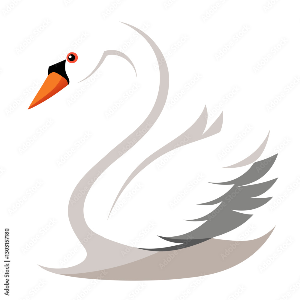 Obraz premium black swan on white background