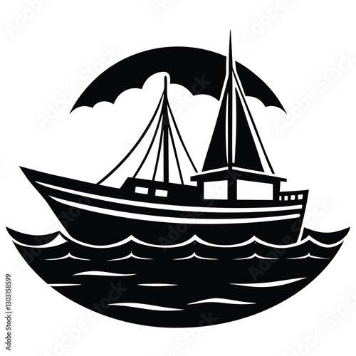 Boat Silhouette on the Horizon vector