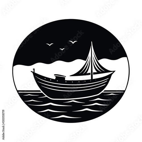 Boat Silhouette on the Horizon vector