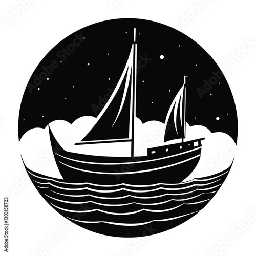 Boat Silhouette on the Horizon vector
