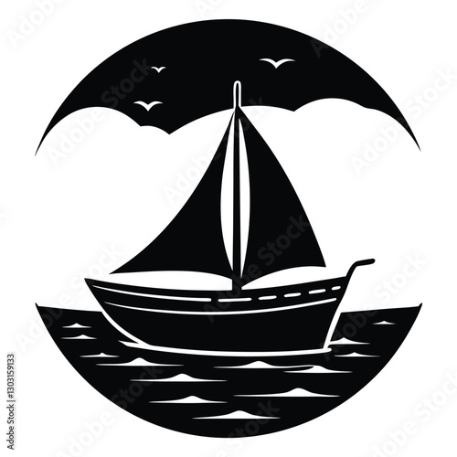 Boat Silhouette on the Horizon vector