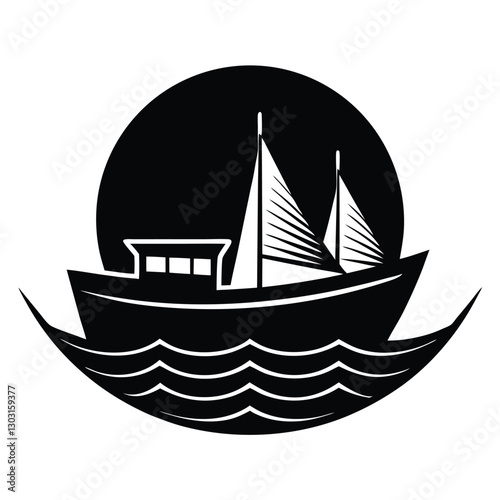 Boat Silhouette on the Horizon vector