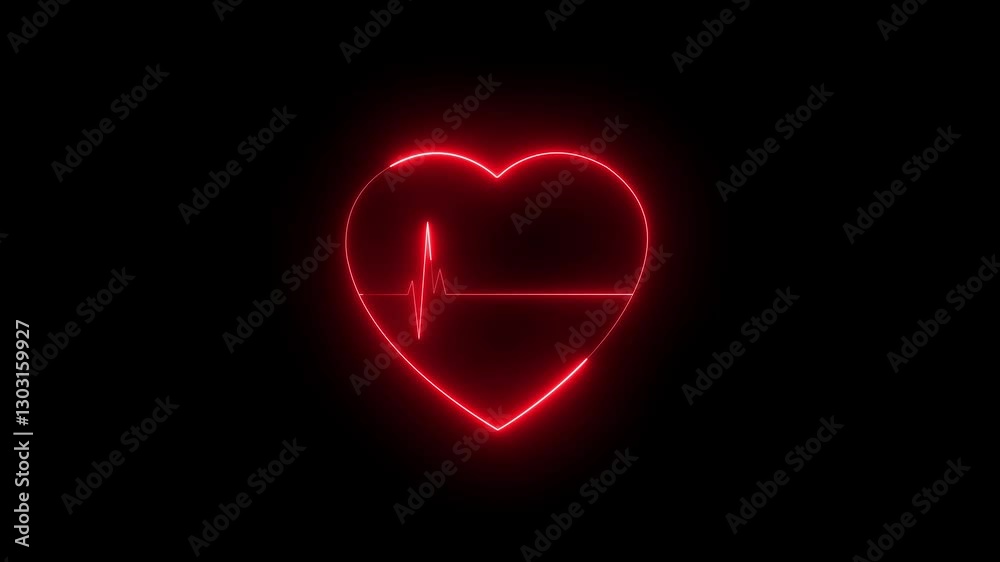 Light, glowing neon animation . Heart Line, Heart rhythm, heart beat pulse. Abstract heart beats background. love heartbeat animation on black background. Light, glowing neon animation . Heart Line, Heart rhythm, heart beat pulse. Abstract heart beats background. love heartbeat animation on black background.