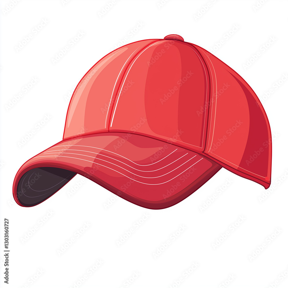 Fototapeta premium Vector illustration of a red baseball cap, a popular accessory for athletes and fans alike, with a curved brim