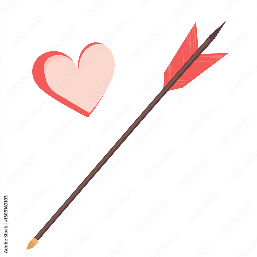 A heart-themed arrow, symbolizing Cupid’s magic, with a red heart and feather details, representing love and attraction A heart-themed arrow, symbolizing Cupid’s magic, with a red heart and feather details, representing love and attraction