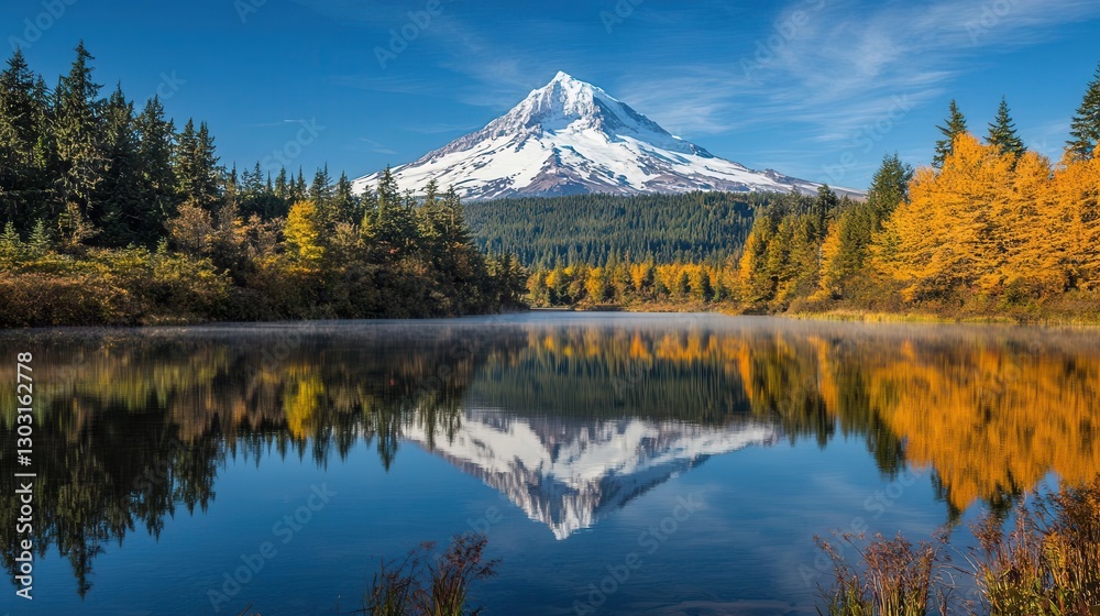 Majestic Mountain Reflected in Autumn Lake Majestic Mountain Reflected in Autumn Lake