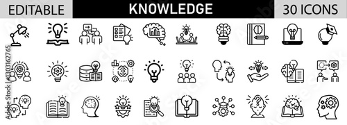 Knowledge icon pack design in adobe illustrator I Editable Stoke I Victor File. 