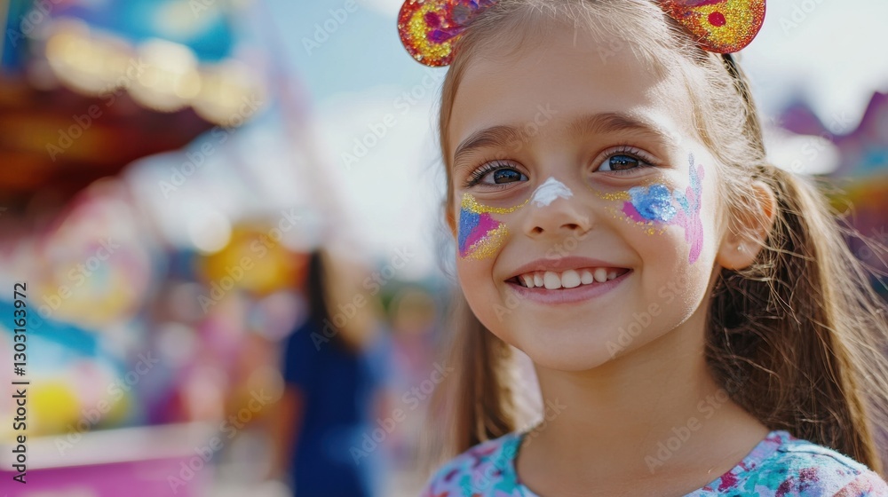 Joyful Kids at a Colorful Carnival Booth Joyful Kids at a Colorful Carnival Booth
