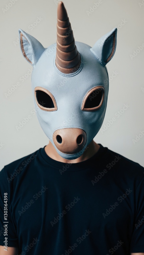 Obraz premium Man wearing a unicorn mask