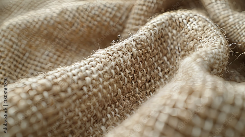 Textured burlap fabric exhibiting a detailed close up of interwoven fibers Textured burlap fabric exhibiting a detailed close up of interwoven fibers