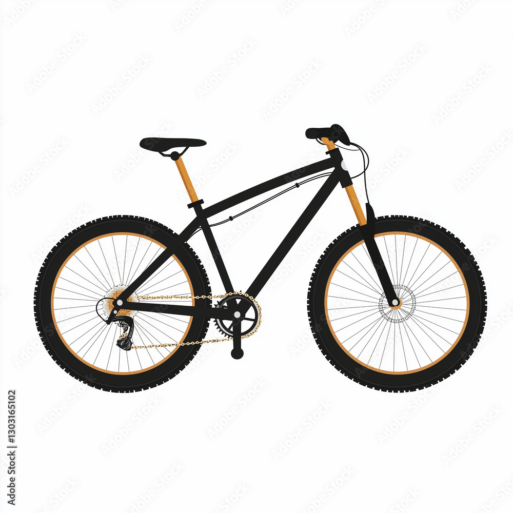Mountain bike with gears and durable tires, isolated on a white background Mountain bike with gears and durable tires, isolated on a white background