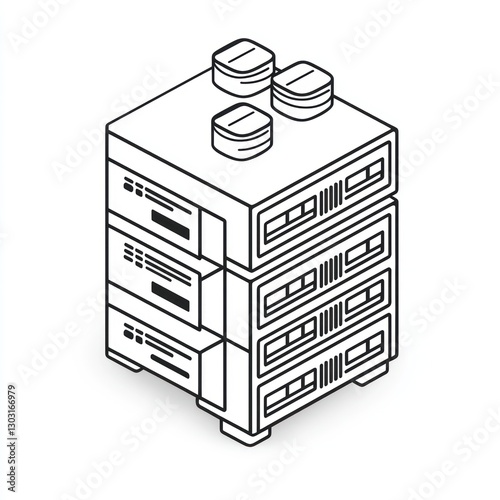 3D line icon symbolizing a cutting-edge web server supporting contemporary architecture and designs.