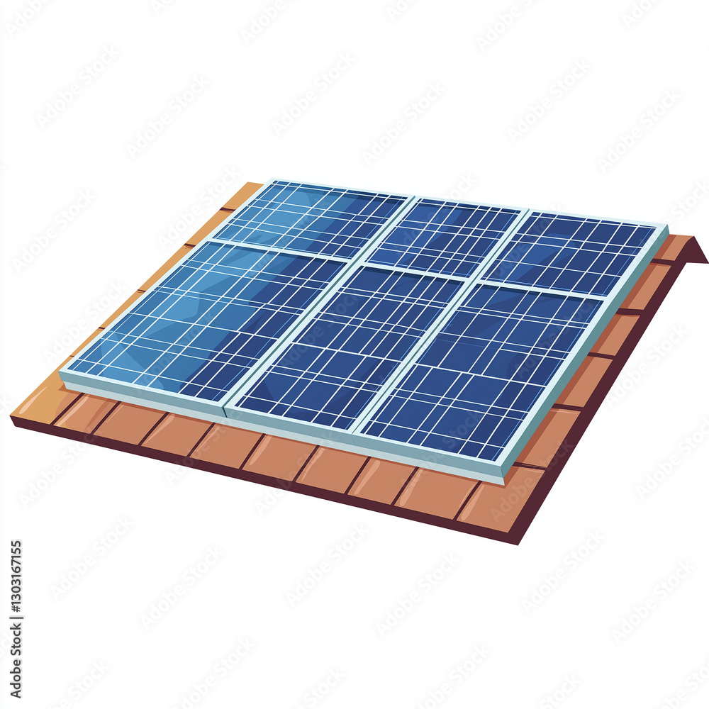 A set of blue solar panels installed on a slanted brown roof, harnessing solar energy for sustainable electricity generation A set of blue solar panels installed on a slanted brown roof, harnessing solar energy for sustainable electricity generation