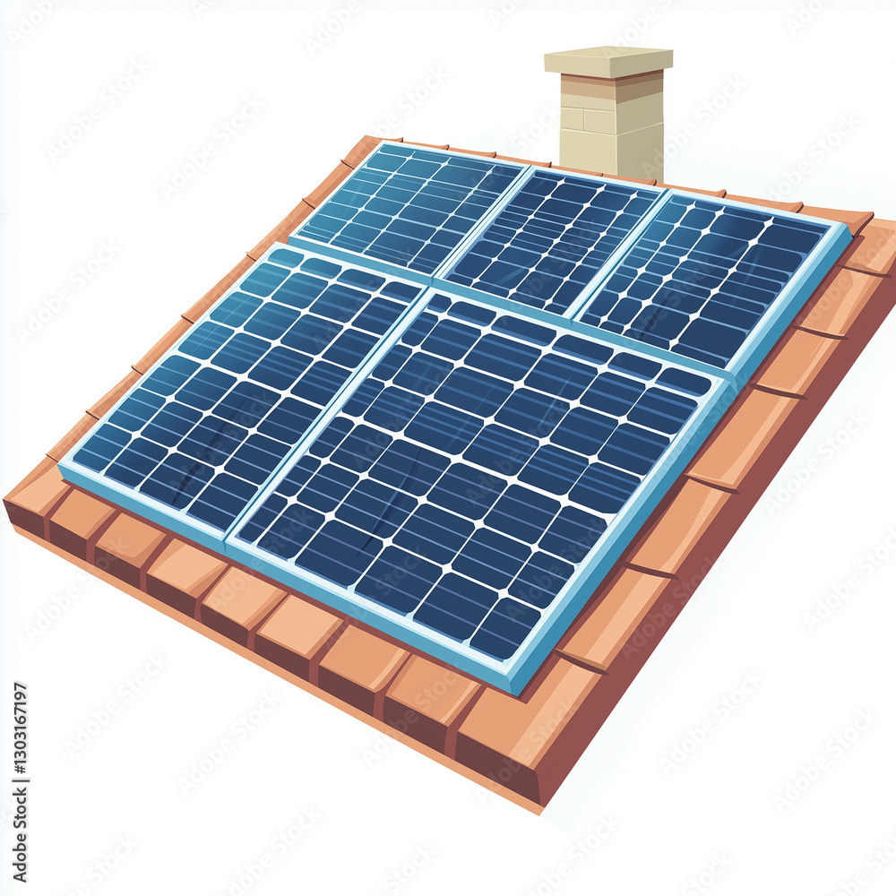 A tiled roof with solar panels capturing sunlight to generate clean energy, representing environmental sustainability and technological innovation A tiled roof with solar panels capturing sunlight to generate clean energy, representing environmental sustainability and technological innovation