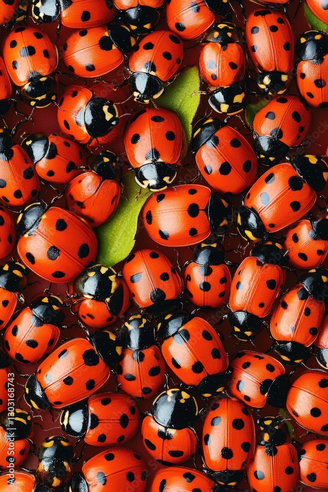 Naklejka premium many ladybugs texture. Selective focus.