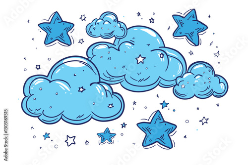 Pop art comic background with cloud and star. Cartoon Vector Illustration
