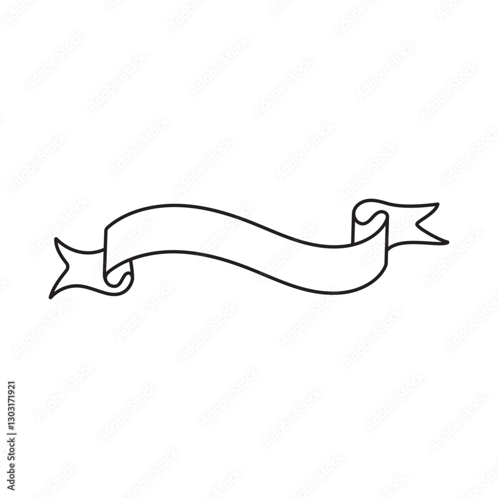 Obraz premium Elegant Vintage Outline Ribbon Banner Clip Art