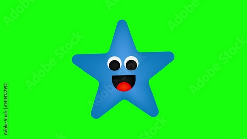  cheerful star cartoon character animation on green screen
