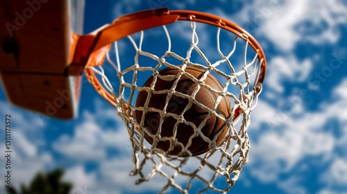 basketball hoop on the blue sky