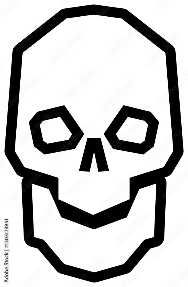 Obraz premium Geometric vector skull icon with bold, angular lines on a transparent background. Perfect for logos, tattoos, stickers, gaming, tech designs, Halloween, gothic themes, and digital projects